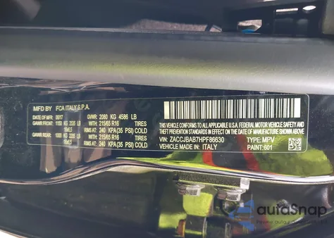 2017 Jeep Renegade Sport 4X4 from USA, damaged, VIN ZACCJBAB7HPF86630